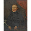 American portrait 19th c oil on canvas of gentleman holding pen framed 36 x 28