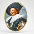 Kpm porcelain plaque depicting frans hals laughing cavalier germany marked kpm  germany and numbered 12 14 x 9 12 x14