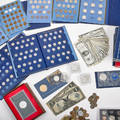 Introductory coin collectors group approx 300 including us proof sets foreign coins us currency etc