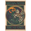 British recruitment poster 20th c lithograph in colors britain needs you at once c 1915 framed printer spottiswoode  co london publisher parliamentary recruitment committee london 2