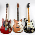 Guitars three kent videocaster danelectro dc59 and washburn electric usa and japan ca 1980s all marked 40