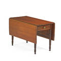 Federal dropleaf table mahogany sheraton leg one drawer american ca 1840 26 12 x 42 x 21