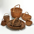Woven baskets group of eight usa late 19thearly 20th c reed split oak birch unmarked largest 14 x 20 x 26 provenance private collection connecticut acquired from the collection of al