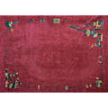Tibetan artdeco style roomsized rug nepal late 20th c handknotted wool labeled 132 x 102
