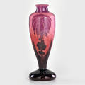 Le verre francais dahlia cameo glass tall vase france 1930s acid etched signature 9 12 x 3 12 dia