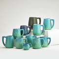 Van briggle ten mugs and one creamer ming blue green and purple glazes colorado springs co ca 196070s all marked tallest 5 x 4 34 dia