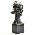 Waylande gregory cowan pottery art deco bust covered in black and copper glaze ca 1930 porcelain signed w gregory 16 x 6 sq