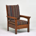 Lifetime oversized armchair model 683 12 grand rapids mi ca 1910 quartersawn oak dropin upholstered seat and loose cushion unmarked 42 12 x 31 14 x 30 12