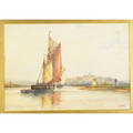 Frederick james aldridge british 18501933 watercolor of a sailboat framed signed 10 14 x 14 78 sight
