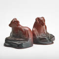 Van briggle pair of ram bookends colorado springs co 1910s marked aa each 4 34 x 5 x 3 34