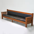 Jm young oversized droparm settle camden ny ca 1918 quartersawn oak leather jm young paster 35 12 x 133 x 28