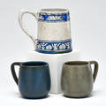 Marblehead dedham three mugs dedham with rabbit border and two marblehead massachusetts 191030s all marked dedham 4 x 5 14 dia provenance private collection connecticut acquired from