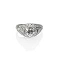 Edwardian diamond platinum filigree ring transitional cut diamond approx 11 cts in lacey pierced and engraved setting with diamond accents size 5 31 dwt property from the collection of gray d