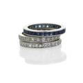 Diamond or sapphire platinum eternity bands stack of three two with diamonds approx 130 cts tw calibre cut sapphire channel ca 19201940 sizes 5 14  5 34 57 dwt property from the colle