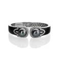 Black pearl diamond enameled 18k wg bracelet hinged bangle in the art deco style set with two spherical 13 mm black tahitian pearls bordered by rbc diamonds approx 110 cts tw ca 1995 334 d