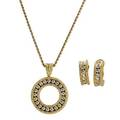18k gold diamond necklace earrings roberto coin cento collection circular embossed and engraved diamond set pendant on tubular link chain 17 hoop earrings 18k yg rbc diamonds approx 30 ct