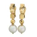 Bulgari pearl 18k gold drop earrings articulated geometry pearls 85 mm hinged backs for pierced ears twice marked bulgari made in italy 1 14 7 dwt