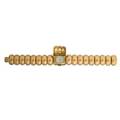 Substantial english gold discreet bracelet watch bright gold lobe links and hinged cover omega 17 jeweled 11911062 english marks for 14k 1981 maker ps  n 7 34 x 78 819 dwt excludes mo