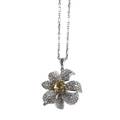 Champagne and colorless diamond pendant 14k wg sculptural floriform pendant centrally set with a bright omc champagne diamond approx 141 cts colorless diamond pave approx 90 ct tw on sterl