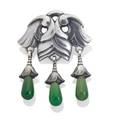 Early georg jensen silver chrysoprase brooch 132 girandole design by georg jensen ca 1913 produced 19151927 danish marks 830 silver 2 138 gs
