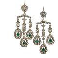 Victorian diamond and emerald girandole earrings foilbacked rose cut diamonds and green foil backed emeralds in cut back silver collets on gold unmarked 3 14 x 1 38 207 dwt property from th