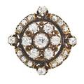 Victorian diamond enameled gold pendantbrooch circular cluster of 23 omc diamonds approx 240 cts tw black enameled accents 18k gold hinged bail 1 132 64 dwt property from the collection