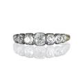 Georgian seven stone diamond ring graduated omc diamonds in closed back silver settings on gold hoop diamonds approx 10 cts tw size 8 12 12 dwt