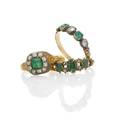 Three victorian emerald and diamond gold rings foil backed gemstones include rose cut and omc diamonds step cut emeralds 18k and 14k sizes 7  8 12 46 dwt