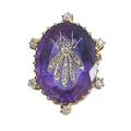 Tiffany  co diamond fly inlaid amethyst jewel oval faceted amethyst inlaid with gold and rose cut diamonds depicts a fly in 18k yg broochpendant setting with six omc diamonds ca 1870 marked 