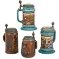 Mettlach stoneware steins four numbers 2789 half liter two 2790 half liters 2044 half literearly 20th c tallest 9