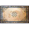 Chinese peking room size rug blue floral designs on beige ground 20th c 224 x 145