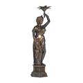 Continental classical torchere patinated copper and electrified female figure emblematic of summer 20th c 78 12