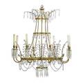 Neoclassical baltic chandelier six light with gilt bronze arms and cut glass floral blossoms 19th c 48 x 38
