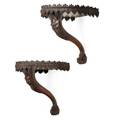 Pair of irish mahogany wall brackets carved mask faces with paw foot supports 19th c 13 x 14 x 12