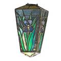 Arts and crafts leaded glass fixture iris floral design 20th c unsigned 15 x 7 34