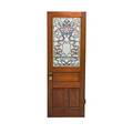 Leaded glass door jeweled abstract design in raised panel early 20th c door 83 x 30 glass 38 x 22