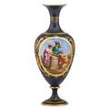 Paris porcelain vase handpainted reserve on ebonized ground with gilt highlights 19th c 20