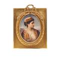 Kpm porcelain plaque the turkish beauty handpainted portrait of an ottoman woman early 20th c flame mark 12 x 10 framed