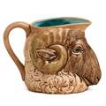 Sarreguemines pottery pitcher rams head with turquoise glaze interior 19th20th c marked and stamped 9 12 x 6 14