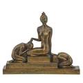 Harriette g miller american 18921971 bronze art deco sculpture of a nude with two kneeling figures 1927 signed with copyright 19 12 x 23 12 x 6