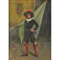 Jose domingo y munoz spanish 18151894 oil on canvas of standard bearer framed signed 24 14 x 17 12