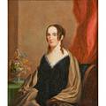 Style of chester harding american 17921866 oil on canvas portrait of miss e f quimby of quincy mass framed 14 x 12 12
