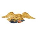 New england woodcarved eagle gilt decoration with hand painted flag first half of 20th c signed illegibly 15 12 x 44