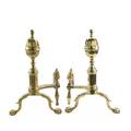 Pair of chippendale style andirons handwrought with acorn finials and ball and claw feet 18th19th c 18 14 provenance the stokes family collection princeton
