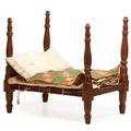 American four poster doll bed curly maple with mattress pillow and bed quilt early 19th c 15 x 11 x 16