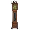 Je caldwell grandfather clock oak case on ogee bracket feet with eight day time and strike movement with moon phase ca 1900 101 12