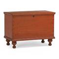American blanket chest red washed pine on turned feet mid 19th c 22 12 x 31 x 16 12