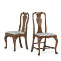 Queen anne side chairs two one in mahogany with cabriole leg and and one in walnut on spanish feet 20th c taller 39 x 21 x 17