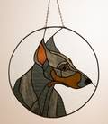 Doberman Pinscher Dog Stained Glass Hanger