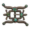 Navajo sterling belt buckle cast with eight turquoise stones early 20th c 4 provenance the rainbow man santa fe